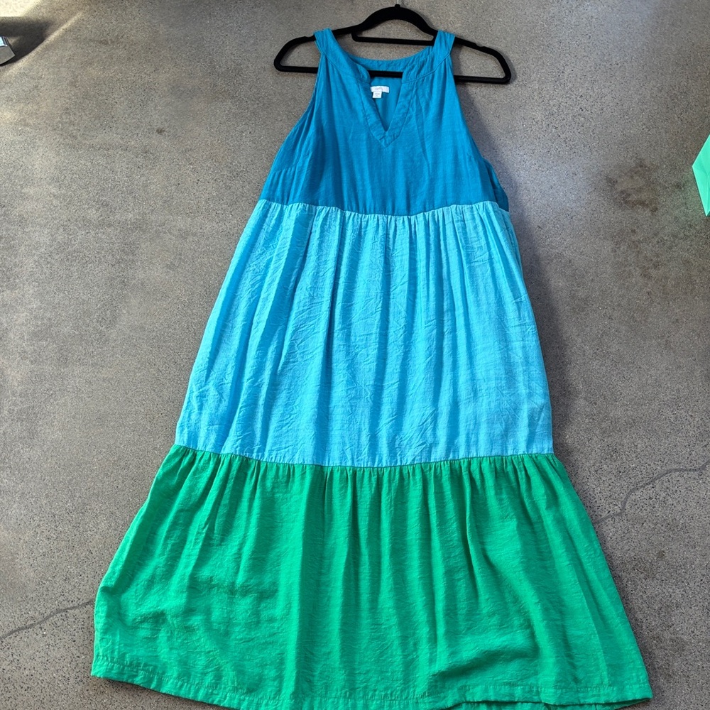 J.Jill XL Colourblock Maxi Dress – Lined, Pockets, Flowy Drape. NWOT.